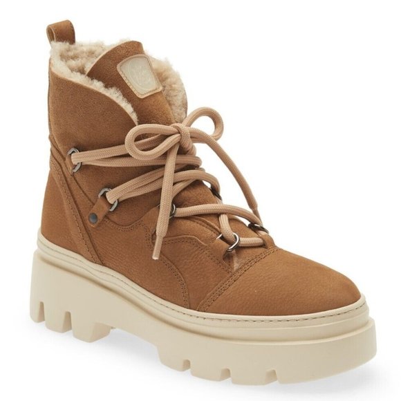 NWT $550 PAUL GREEN Pandora Fluff Shearling CHUNKY Boot CAMEL 5 AU 7.5 US (TC36)